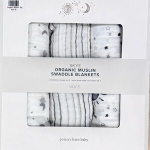 Pottery Barn Organic Muslin Swaddle Set - Celestial and Stripes